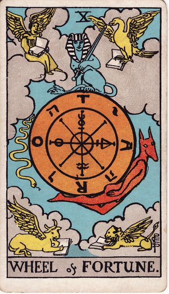 Tarotkarte Das Rad des Schicksals aus dem Rider-Waite-Tarot