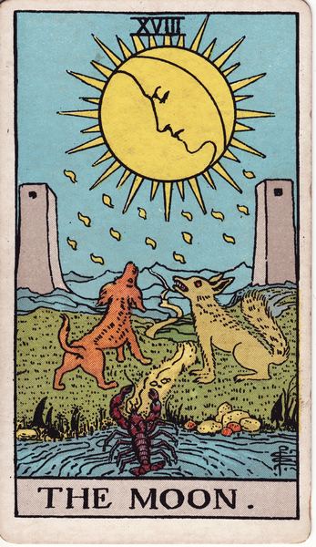 Tarotkarte Der Mond aus dem Rider-Waite-Tarot