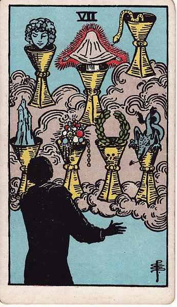 Tarotkarte Sieben der Kelche aus dem Rider-Waite-Tarot