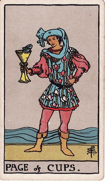 Tarotkarte Bube der Kelche aus dem Rider-Waite-Tarot