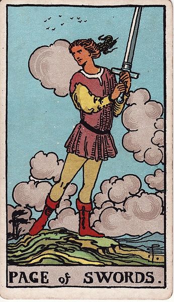 Tarotkarte Bube der Schwerter aus dem Rider-Waite-Tarot