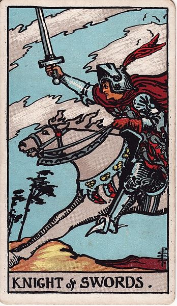 Tarotkarte Ritter der Schwerter aus dem Rider-Waite-Tarot