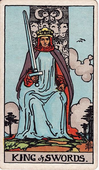 Tarotkarte König der Schwerter aus dem Rider-Waite-Tarot