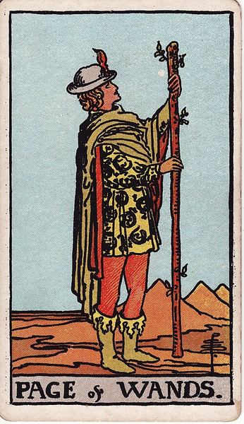 Tarotkarte Bube der Stäbe aus dem Rider-Waite-Tarot