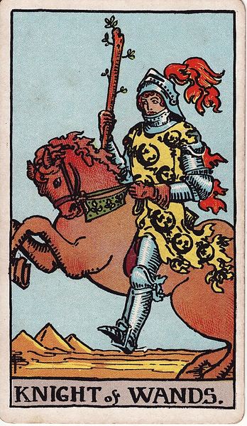 Tarotkarte Ritter der Stäbe aus dem Rider-Waite-Tarot